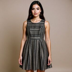 Monteau Sleeveless Dress Black Lace Size Medium Fit & Flare Summer Flirty